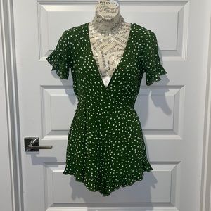 Forever 21 Green & White Polkadot Romper